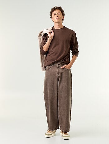 T-shirt in cotone a maniche lunghe e scollo rotondo