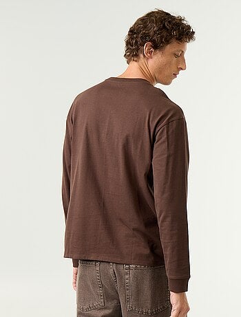 T-shirt in cotone a maniche lunghe e scollo rotondo