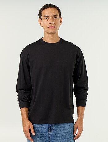 T-shirt in cotone a maniche lunghe e scollo rotondo