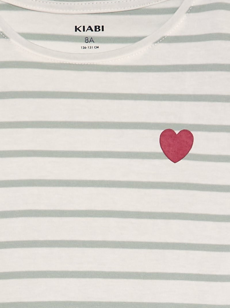 T-shirt in cotone a maniche lunghe VERDE - Kiabi