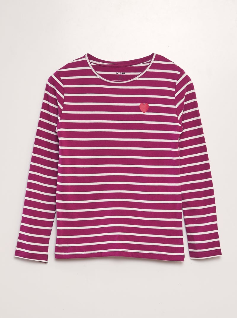 T-shirt in cotone a maniche lunghe VIOLA - Kiabi