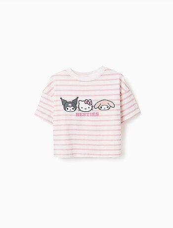 T-shirt in cotone a righe con stampa Besties