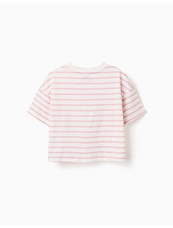 T-shirt in cotone a righe con stampa Besties