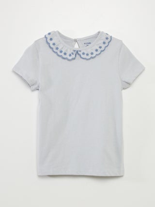 T-shirt in cotone colletto claudine