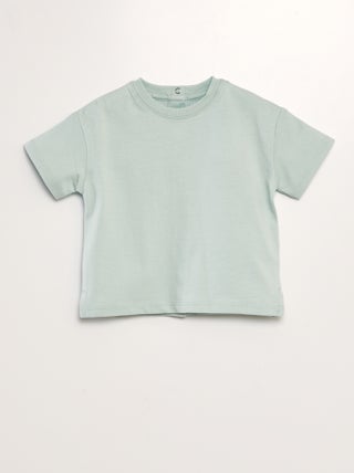 T-shirt in cotone con bottoni a pressione dietro - Tough Cotton - Unisex