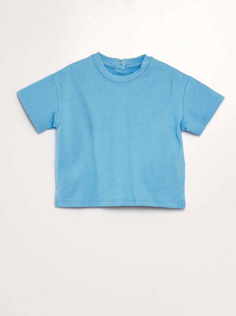 T-shirt in cotone con bottoni a pressione dietro - Tough Cotton - Unisex BLU - Kiabi