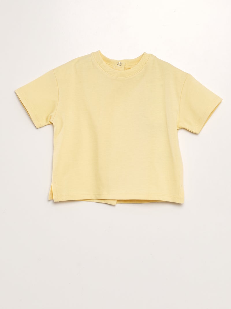 T-shirt in cotone con bottoni a pressione dietro - Tough Cotton - Unisex GIALLO - Kiabi