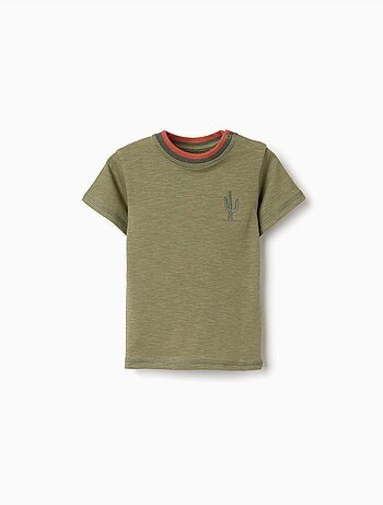 T-shirt in cotone con cactus ricamato