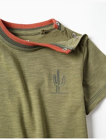T-shirt in cotone con cactus ricamato