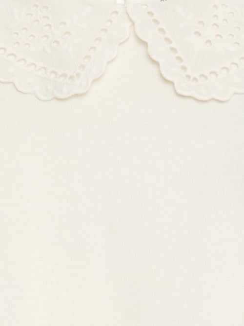 T-shirt in cotone con colletto ricamato - Kiabi