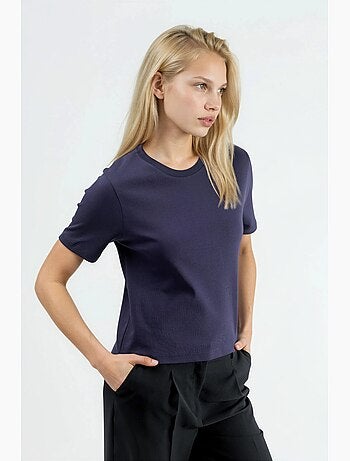 T-shirt in cotone con girocollo busem