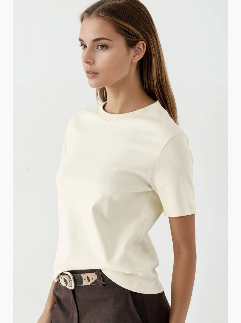 T-shirt in cotone con girocollo busem Giallo limone - Kiabi