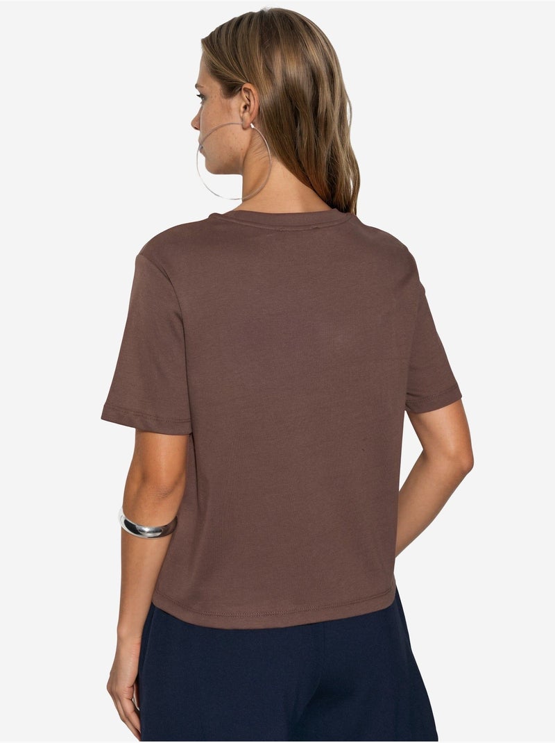 T-shirt in cotone con girocollo busem Marrone - Kiabi