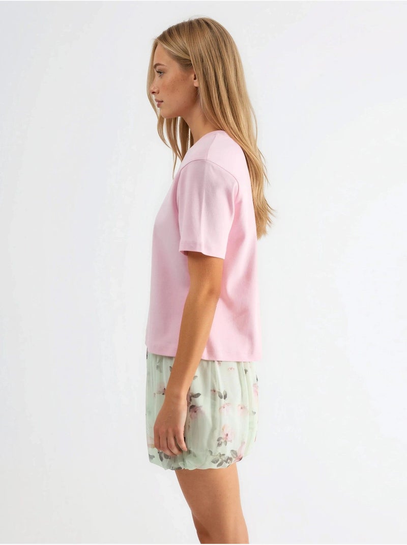 T-shirt in cotone con girocollo busem Rosa pallido - Kiabi