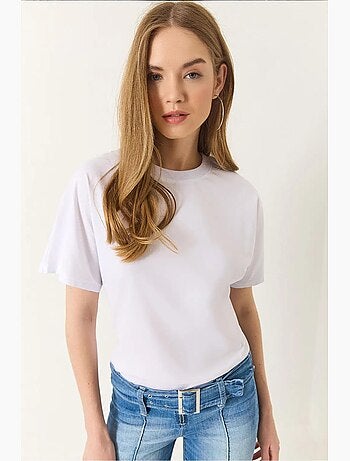T-shirt in cotone con girocollo lucci