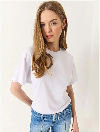T-shirt in cotone con girocollo lucci