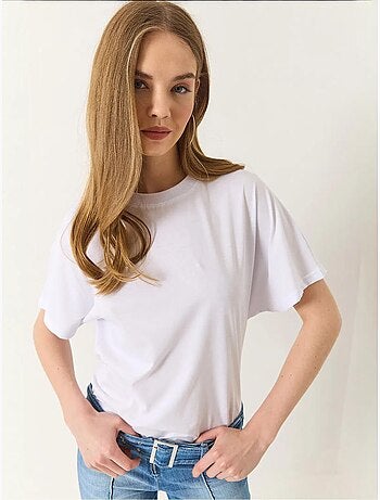 T-shirt in cotone con girocollo lucci