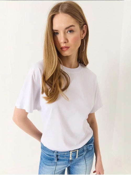T-shirt in cotone con girocollo lucci - Kiabi