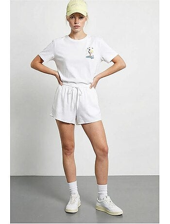 T-shirt in cotone con girocollo ricamata lucci