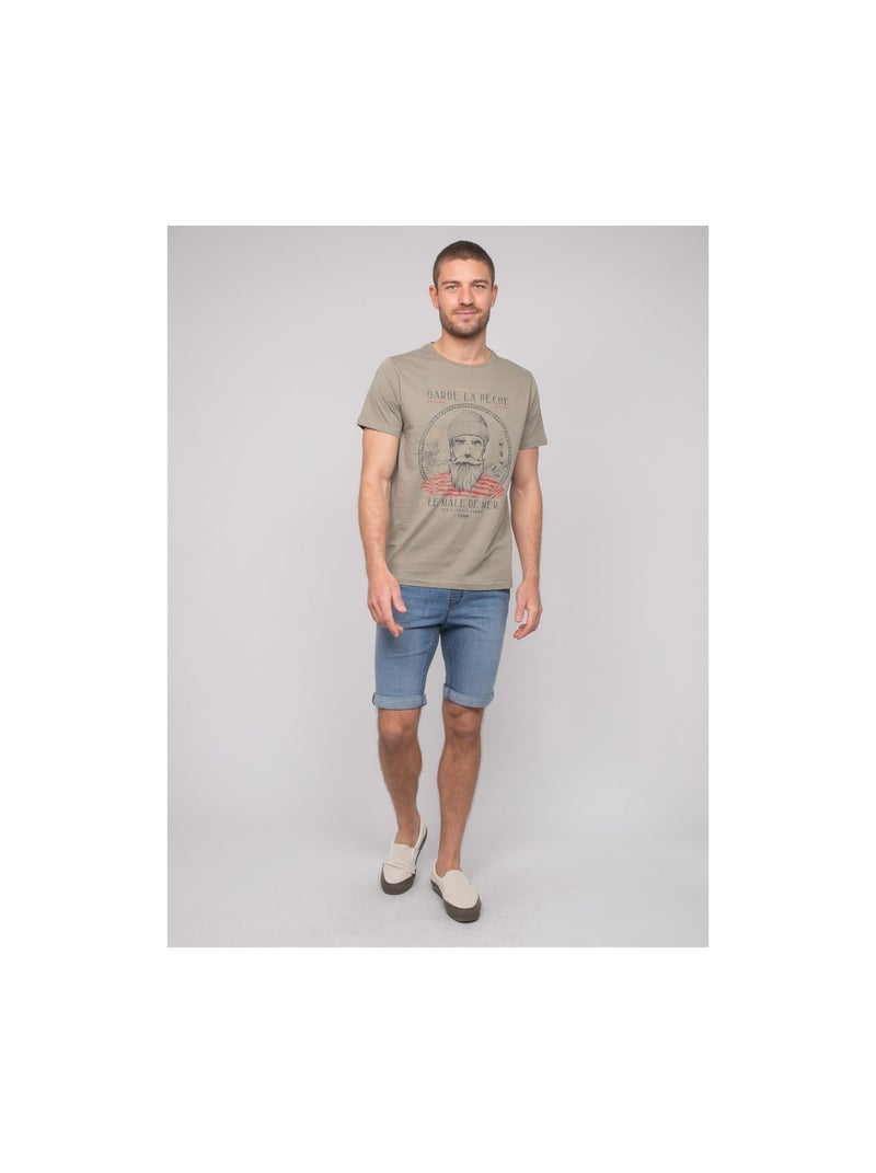 T-shirt in cotone con motivi NAVIROL Cachi - Kiabi