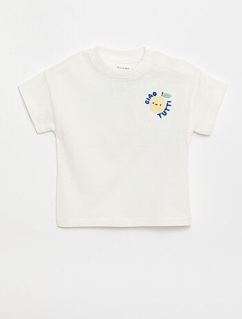 T-shirt in cotone con ricamo sul petto