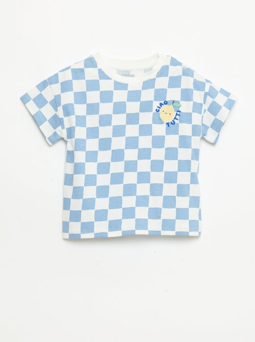T-shirt in cotone con ricamo sul petto - Kiabi