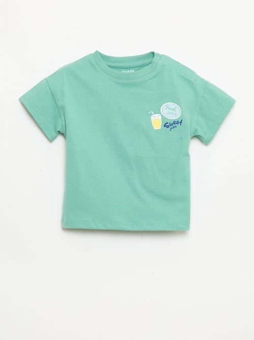 T-shirt in cotone con ricamo sul petto - Kiabi