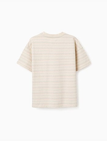 T-shirt in cotone con righe jacquard