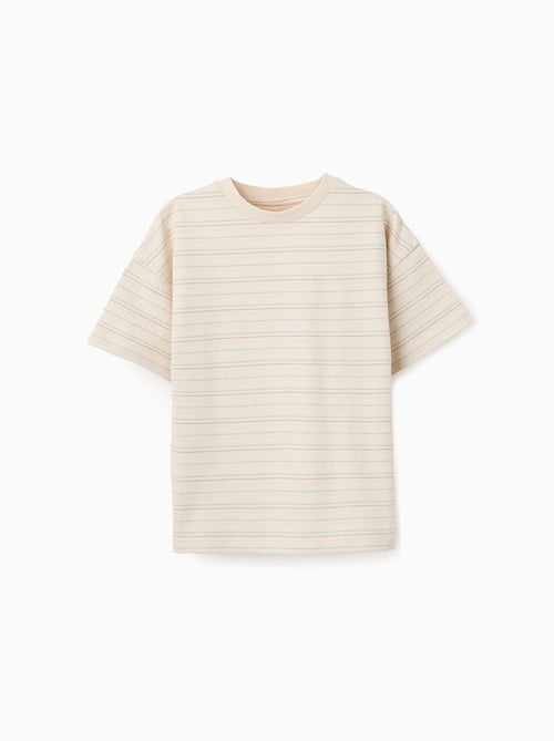 T-shirt in cotone con righe jacquard - Kiabi