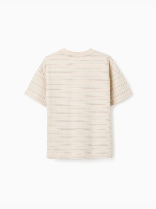 T-shirt in cotone con righe jacquard - Kiabi
