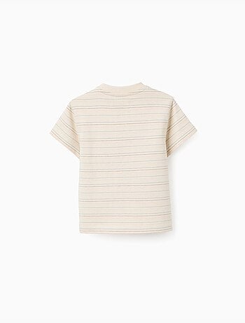 T-shirt in cotone con righe jacquard