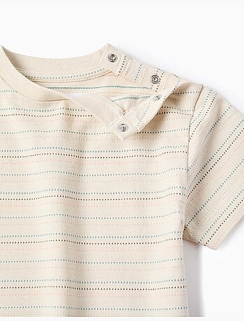 T-shirt in cotone con righe jacquard