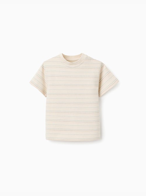 T-shirt in cotone con righe jacquard - Kiabi