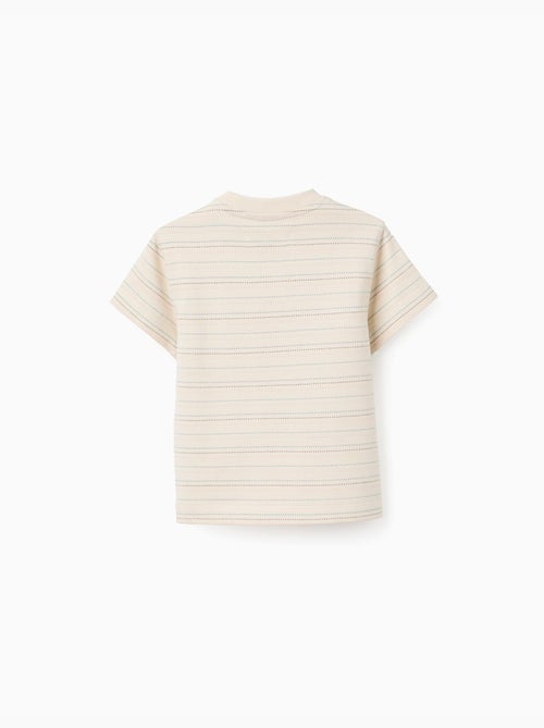 T-shirt in cotone con righe jacquard - Kiabi