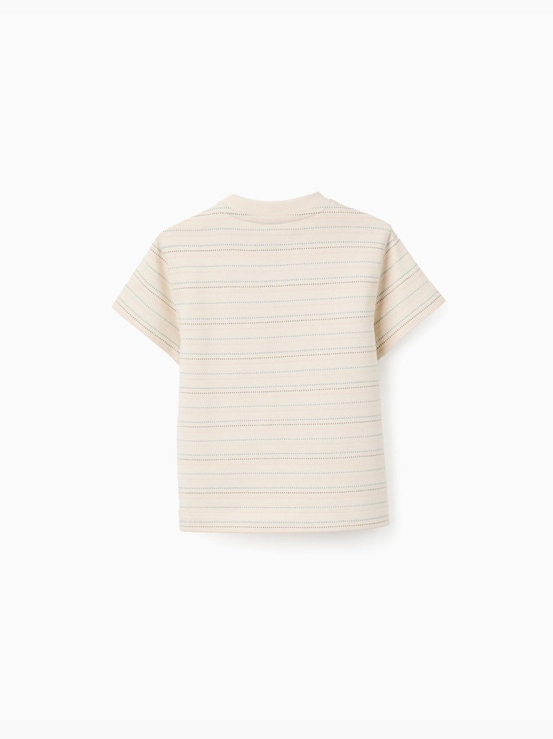 T-shirt in cotone con righe jacquard Bianco - Kiabi