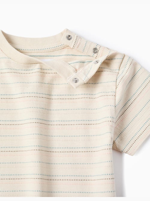 T-shirt in cotone con righe jacquard - Kiabi