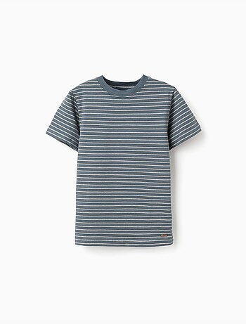 T-shirt in cotone con righe jacquard