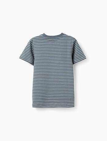 T-shirt in cotone con righe jacquard