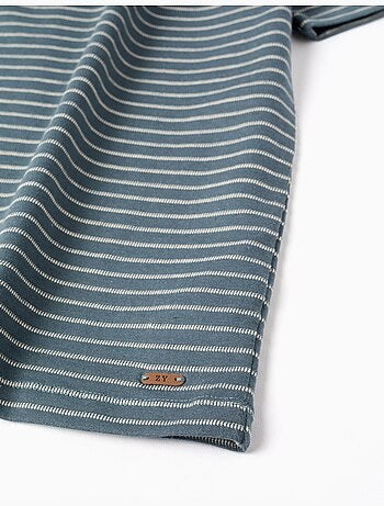 T-shirt in cotone con righe jacquard