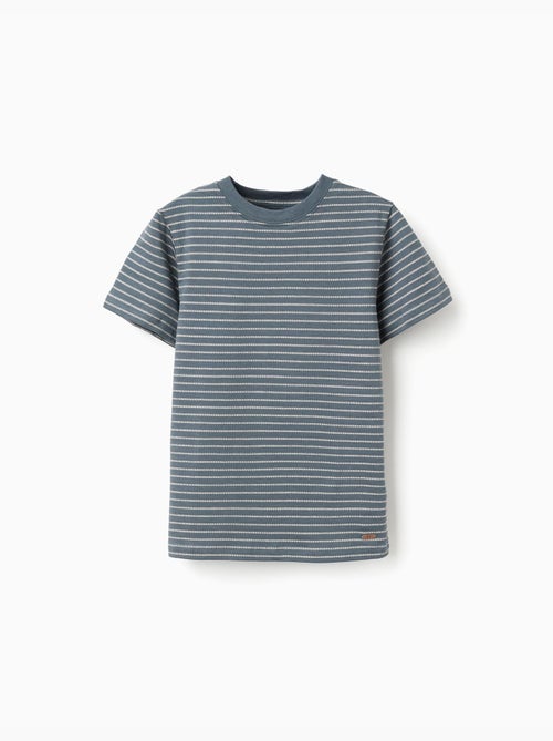 T-shirt in cotone con righe jacquard - Kiabi