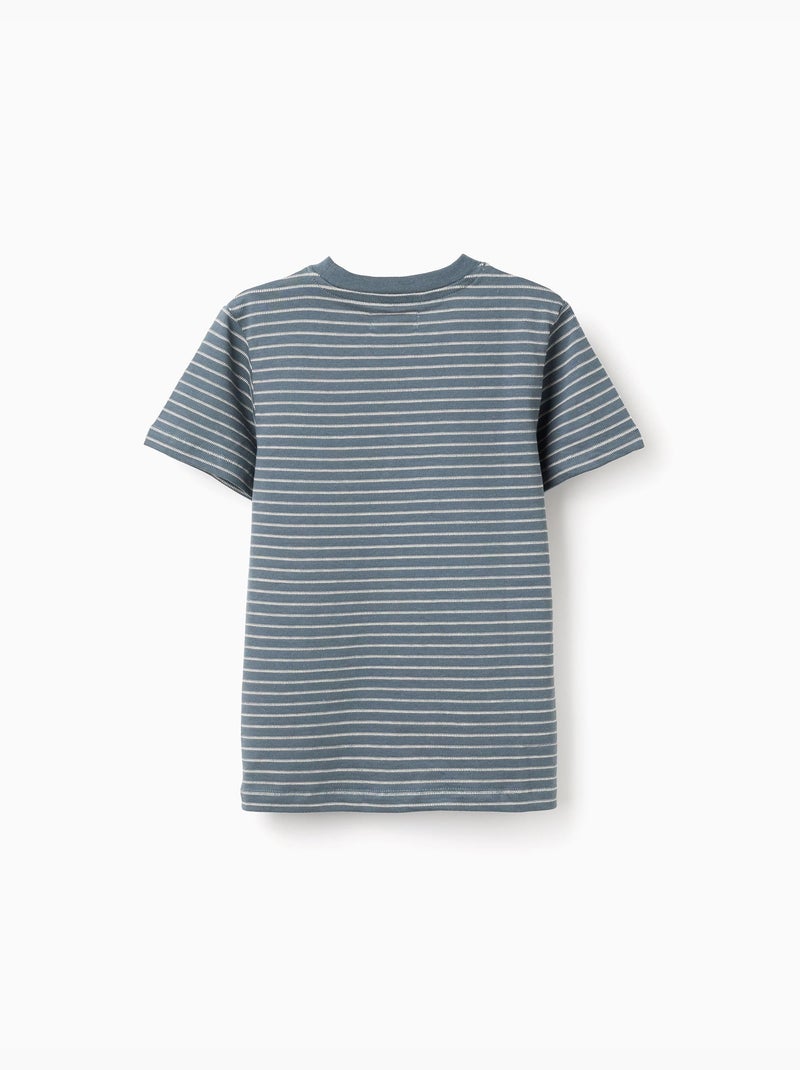T-shirt in cotone con righe jacquard Blu scuro - Kiabi