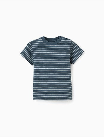 T-shirt in cotone con righe jacquard
