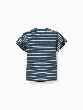 T-shirt in cotone con righe jacquard