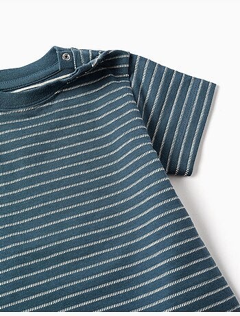T-shirt in cotone con righe jacquard