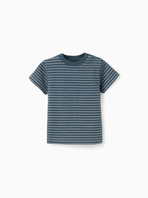 T-shirt in cotone con righe jacquard - Kiabi