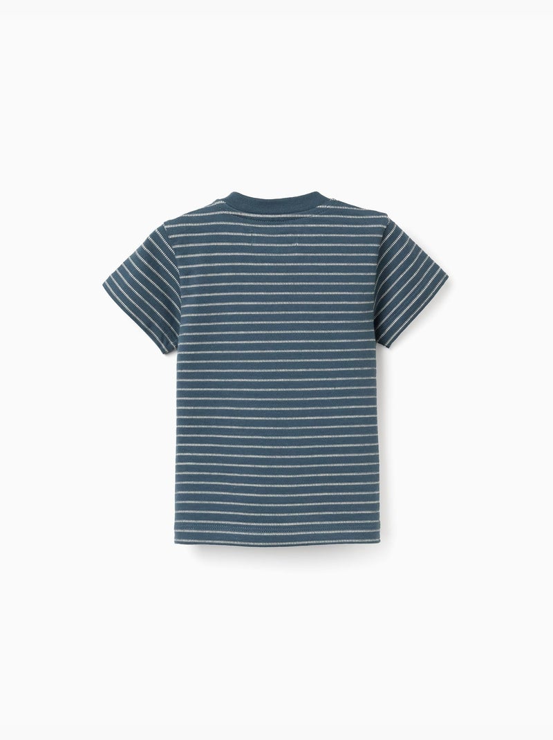 T-shirt in cotone con righe jacquard Blu scuro - Kiabi