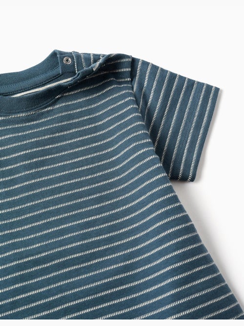 T-shirt in cotone con righe jacquard - Kiabi