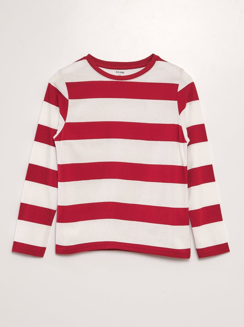 T-shirt in cotone con righe ROSSO - Kiabi