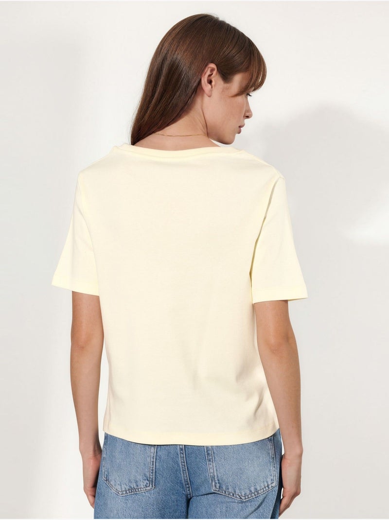 T-shirt in cotone con scollo a v dalla vestibilità regolare tinta unita busem Giallo limone - Kiabi