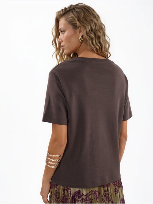 T-shirt in cotone con scollo a v dalla vestibilità regolare tinta unita busem - Kiabi